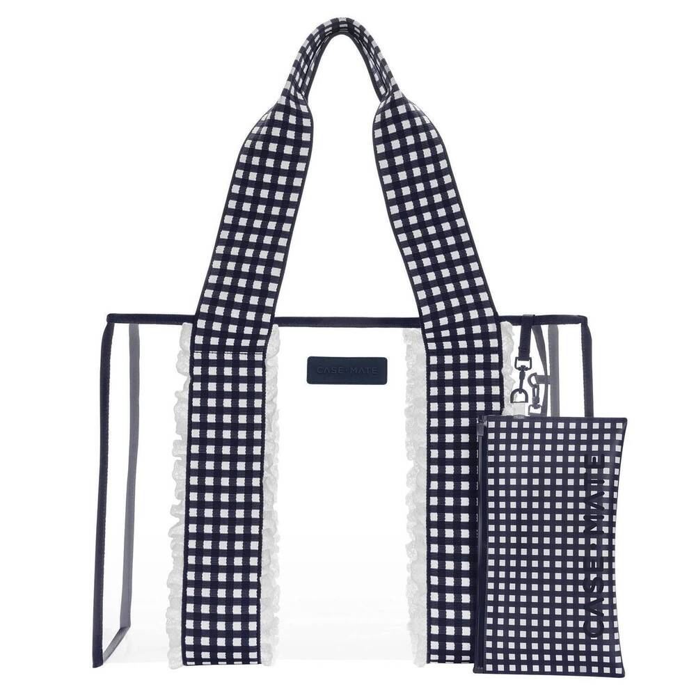 NEW CASE-MATE women's gingham jelly tote bag in navy